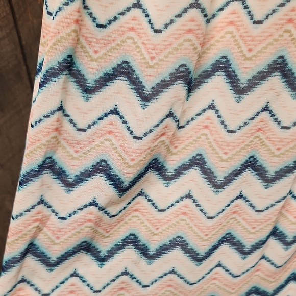 Lily Rose Cream and Blue Chevron Maxi Dress - Picture 3 of 15